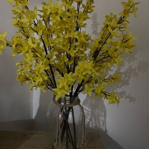 Yellow Artificial Flower Arrangement in Glass Vase